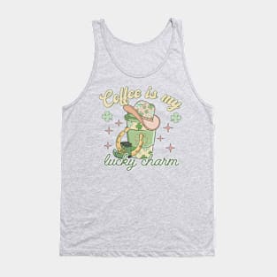 Coffee Is My Lucky Charm Coffee Lover Cowboy St Patricks Day Tank Top